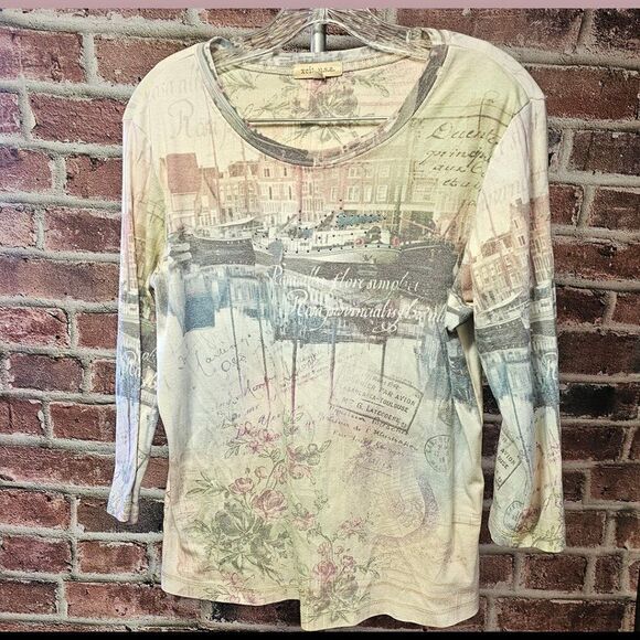 Women's XCIT USA Fairy Core Long Sleeves Bedazzled Top Large Y2K - Picture 1 of 6